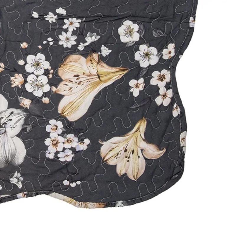 Bedsprei bloemen grijs/beige 1 persoons 180*230