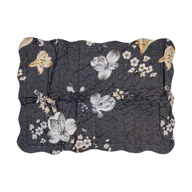 Bedsprei bloemen grijs/beige 1 persoons 180*230