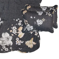 Bedsprei bloemen grijs/beige 2 persoons 230*250