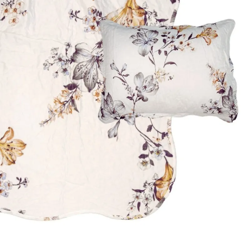 Bedsprei bloemen wit 1 persoons 180*230