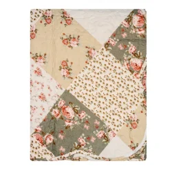 Bedsprei roosjes groen/beige 1 persoons 180*230