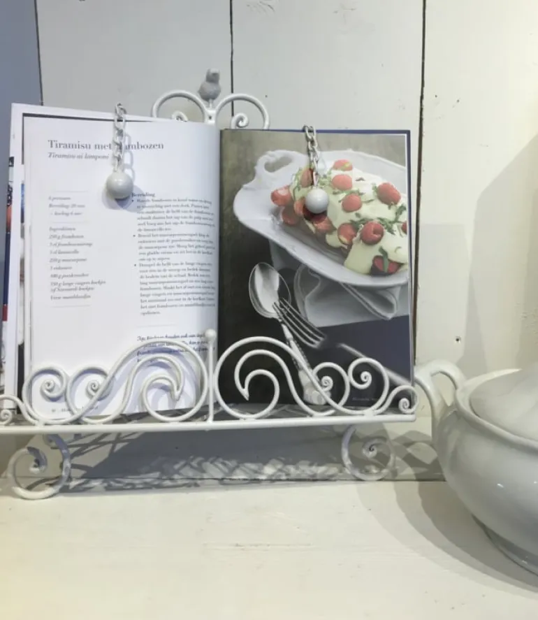 Boekenstandaard wit met vogeltje