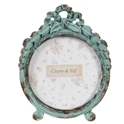 Brocant fotolijstje rond groen 6 cm