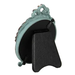 Brocant fotolijstje rond groen 6 cm