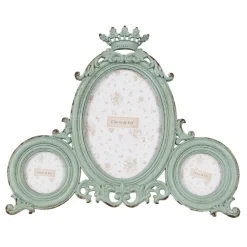 Brocante fotolijst voor 3 foto’s groen 24*20