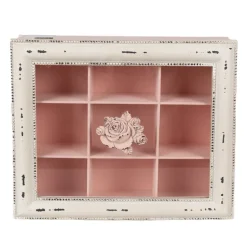 Brocante theedoos roos 9-vaks