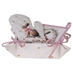 Broodmandje haas en roosjes roze