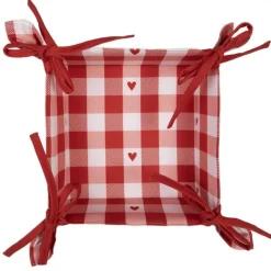 Broodmandje Love It hartjes rood/wit