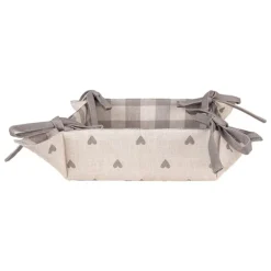 Broodmandje Love It hartjes beige/grijs