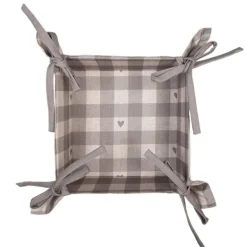 Broodmandje Love It hartjes beige/grijs