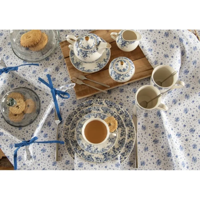 Broodmandje roosjes blauw