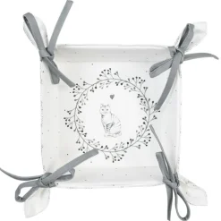 Broodmandje wit/grijs kat