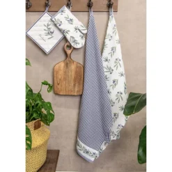 Clayre & Eef pannenlap olijven blauw