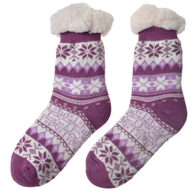 Dames huissokken one size winter paars