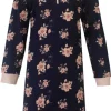 Dames nachthemd bloemen donkerblauw