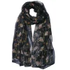 Dames sjaal bloemetjes zwart
