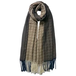 Dames wintersjaal grijs/beige tinten