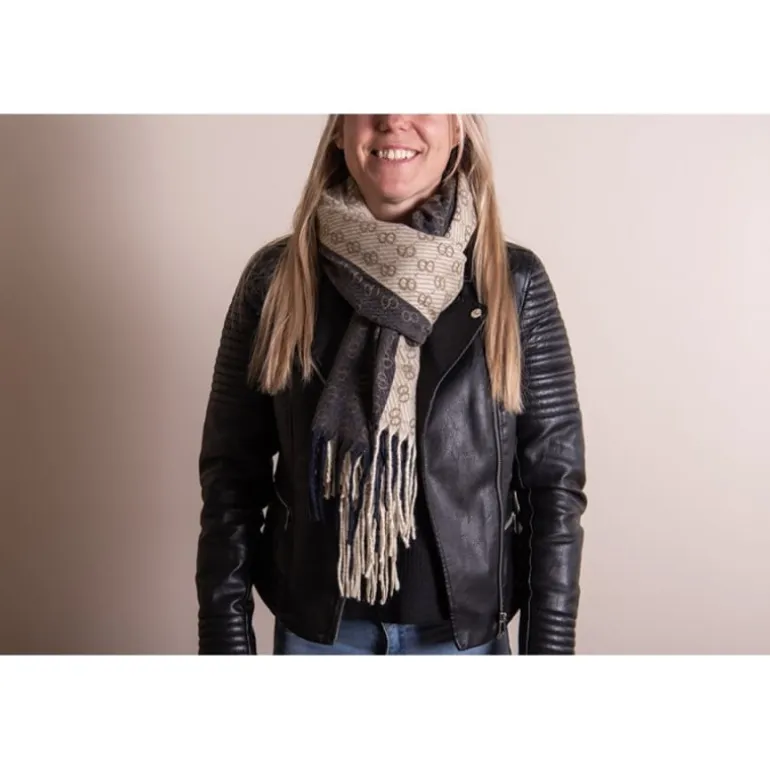 Dames wintersjaal grijs/beige tinten