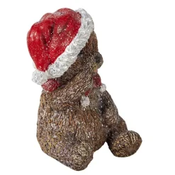 Decoratie beer met kerstmuts 9*12