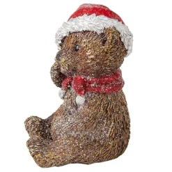 Decoratie beer met kerstmuts 9*12
