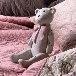 Decoratie beer zacht roze 14*9*18