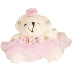 Decoratie beertje roosjes roze 10 cm