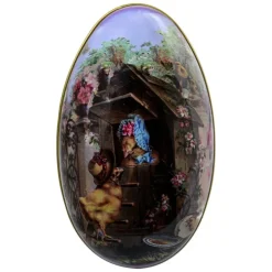 Decoratie blikje eivorm nostalgie 11*7 (A)