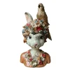 Decoratie buste konijn met bloemen 22*22*35