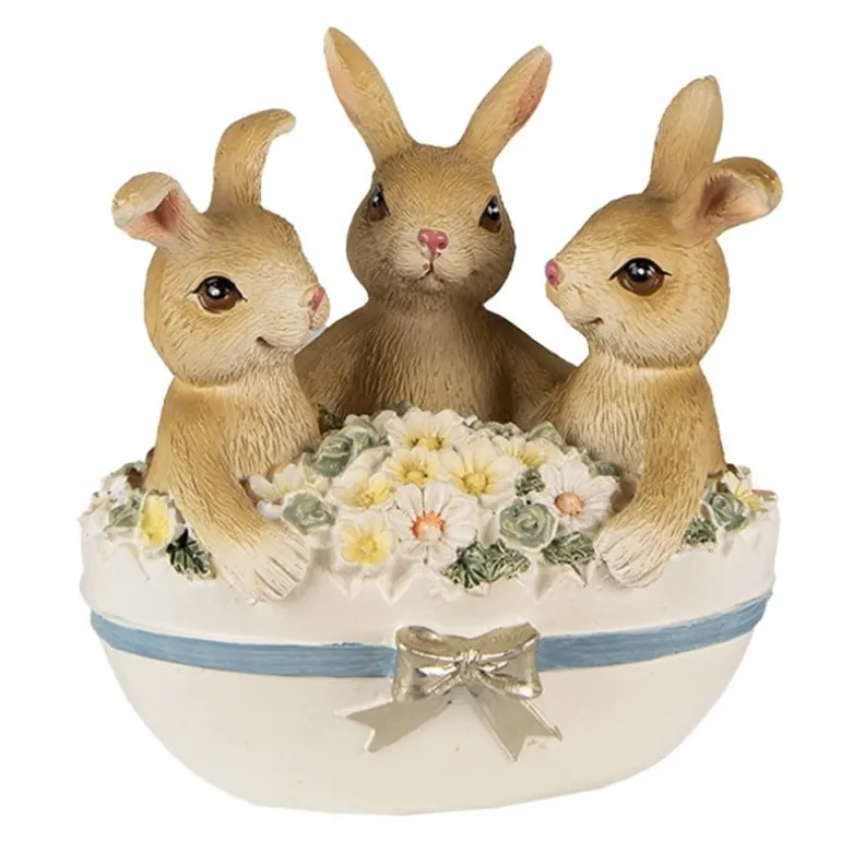 Decoratie ei met 3 konijntjes