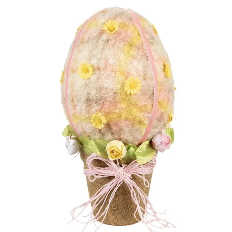 Decoratie ei op pot roze textiel 17*33
