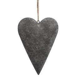 Decoratie hanger hart grijs (S) 11*2*8