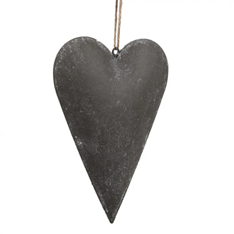 Decoratie hanger hart grijs (S) 11*2*8