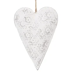 Decoratie hanger hart wit (M) 15*2*10