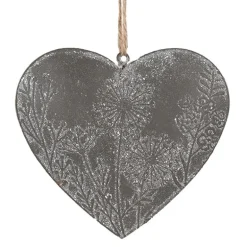 Decoratie hanger hartje grijs 11*2*10