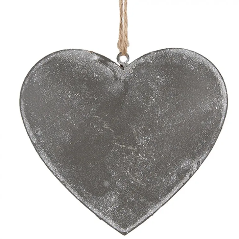 Decoratie hanger hartje grijs 11*2*10