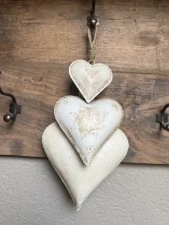 Decoratie hanger ijzeren hart wit (L) 21*6*21