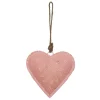 Decoratie hanger ijzeren hart roze  14*4*14