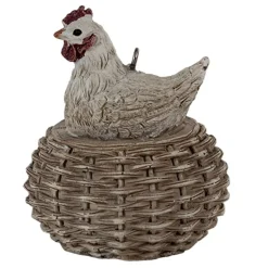 Decoratie hanger kip op mand