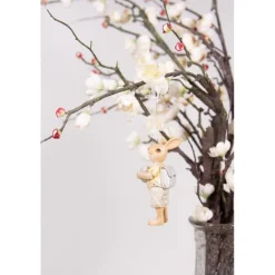 Decoratie hanger konijn jongen geel