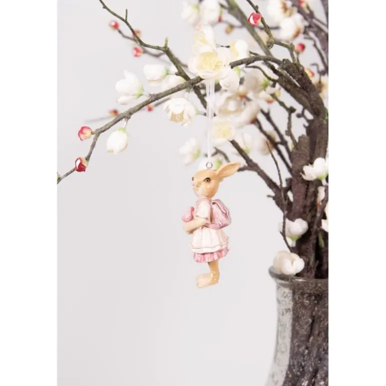 Decoratie hanger konijn meisje roze
