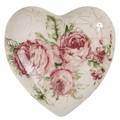 Decoratie hart met roosjes 8*8*4