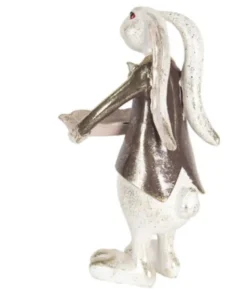 Decoratie jongen konijn met schaal 30cm