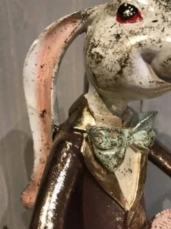 Decoratie jongen konijn met schaal 30cm