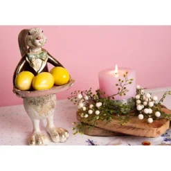 Decoratie jongen konijn met schaal 30cm