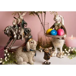 Decoratie jongen konijn met schaal 30cm