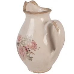 Decoratie kan met tuit rozen beige (S) 16*12*19