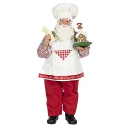 Decoratie Kerstman als banketbakker 28 cm