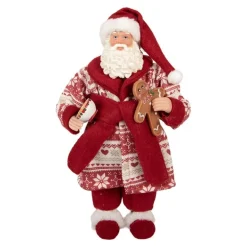 Decoratie kerstman in ochtendjas 28 cm