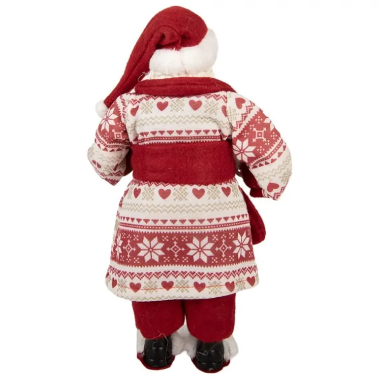Decoratie kerstman in ochtendjas 28 cm