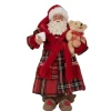 Decoratie Kerstman in ochtendjas 28 cm